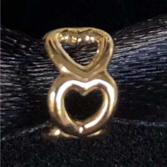 Authentic Pandora 14K Gold Heart Spacers Charm ALE 585 - Picture 3 of 3